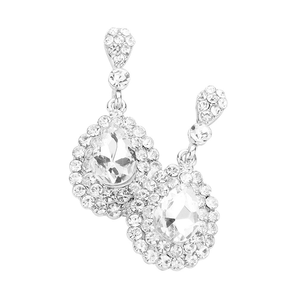 Rhodium Crystal Rhinestone Trim Teardrop Stone Evening Earrings, This Crystal Rhinestone Trim Teardrop Stone Evening Earrings put on a pop of color to complete your ensemble. Perfect for adding just the right amount of shimmer & shine. Perfect for Birthday Gift, Anniversary Gift, Mother's Day Gift, or Graduation Gift.