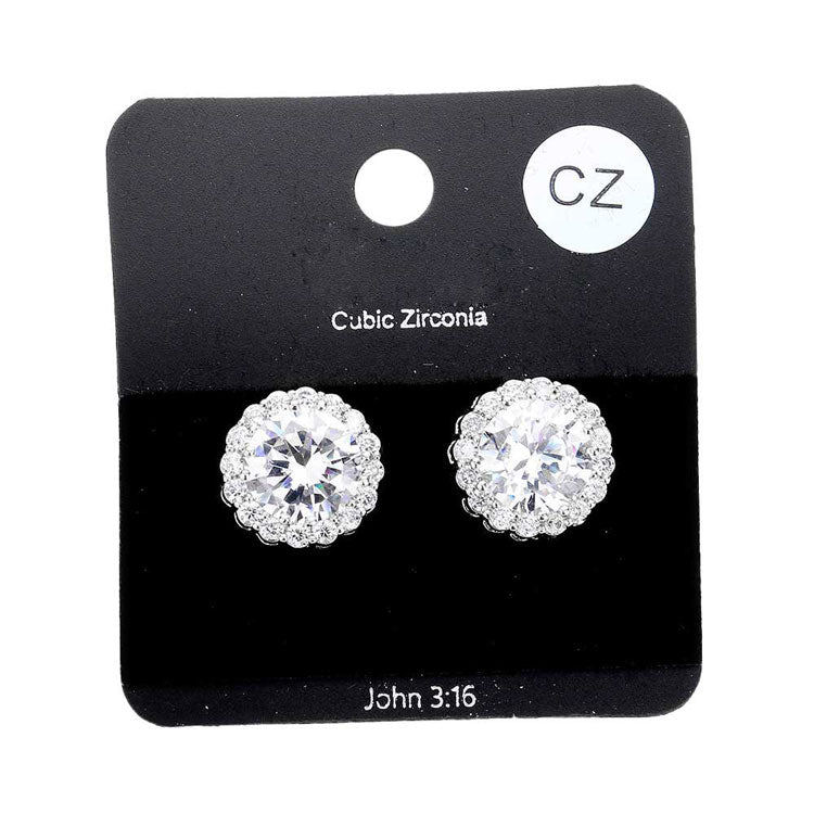 Rhodium Cubic Zirconia Crystal Rhinestone Round Stud Earrings. Delicately this stud earring will enhance your look, versatile enough for wearing straight through the week, perfectly lightweight, coordinate with any ensemble from business casual to wear, the perfect addition to every outfit. Adds a touch of nature-inspired beauty to your look. Perfect Birthday Gift, Anniversary Gift, Mother's Day Gift, Graduation Gift, Prom Jewelry, Just Because Gift, Thank you Gift.