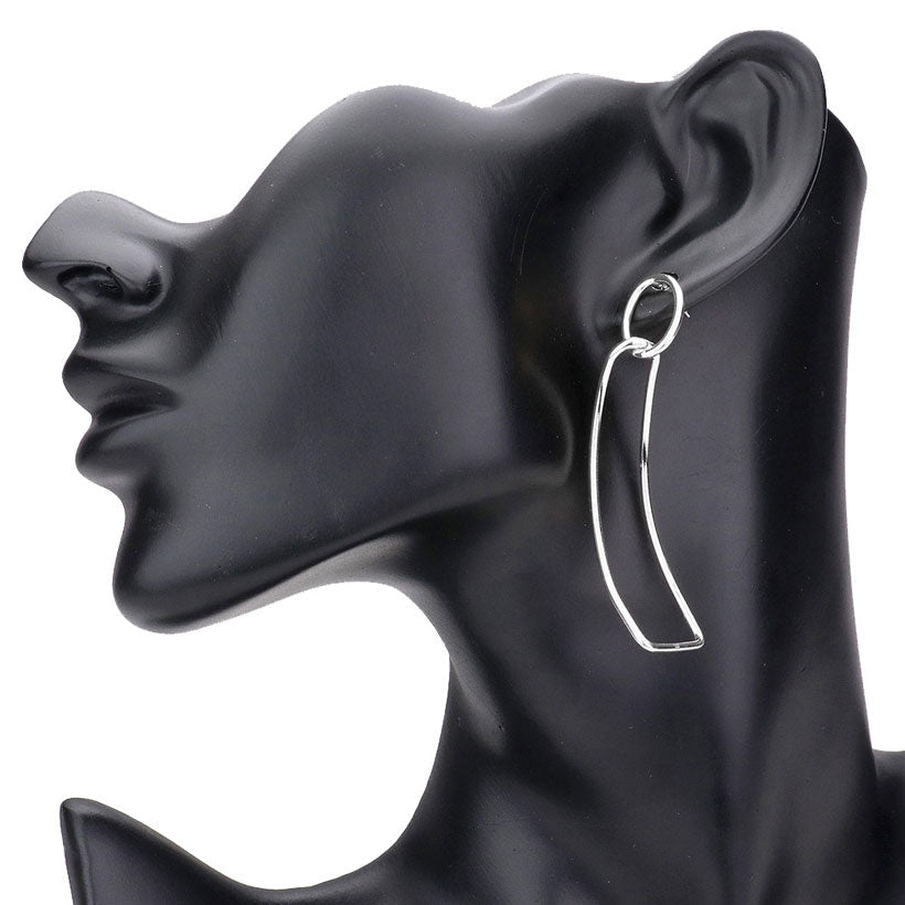 Rhodium Geometric Double Open Metal Link Dangle Earrings, Beautifully crafted design adds a glow to any outfit. Look like the ultimate fashionista with these Earrings! Ideal for dates, Birthday Gift, Anniversary Gift, Mother's Day Gift, Graduation Gift, Just Because Gift, Thank you Gift, Valentine's Day Gift.