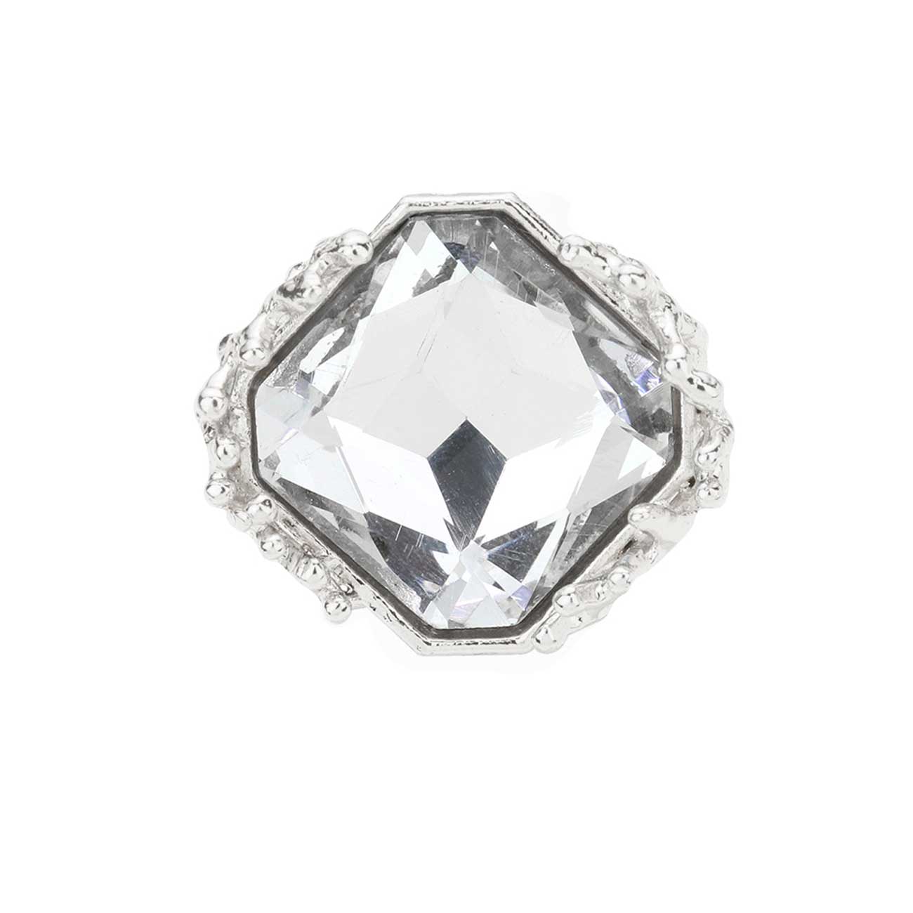 Rhodium Metal Twig Detailed Stone Stretch Ring. Polish your elegance with the sparkling band. If you prefer timeless glamour, this cut is meant for you. Perfect Birthday Gift, Anniversary Gift, Mother's Day Gift, Anniversary Gift, Graduation Gift, Prom Jewelry, Valentine's Day Gift, Thank you Gift.
