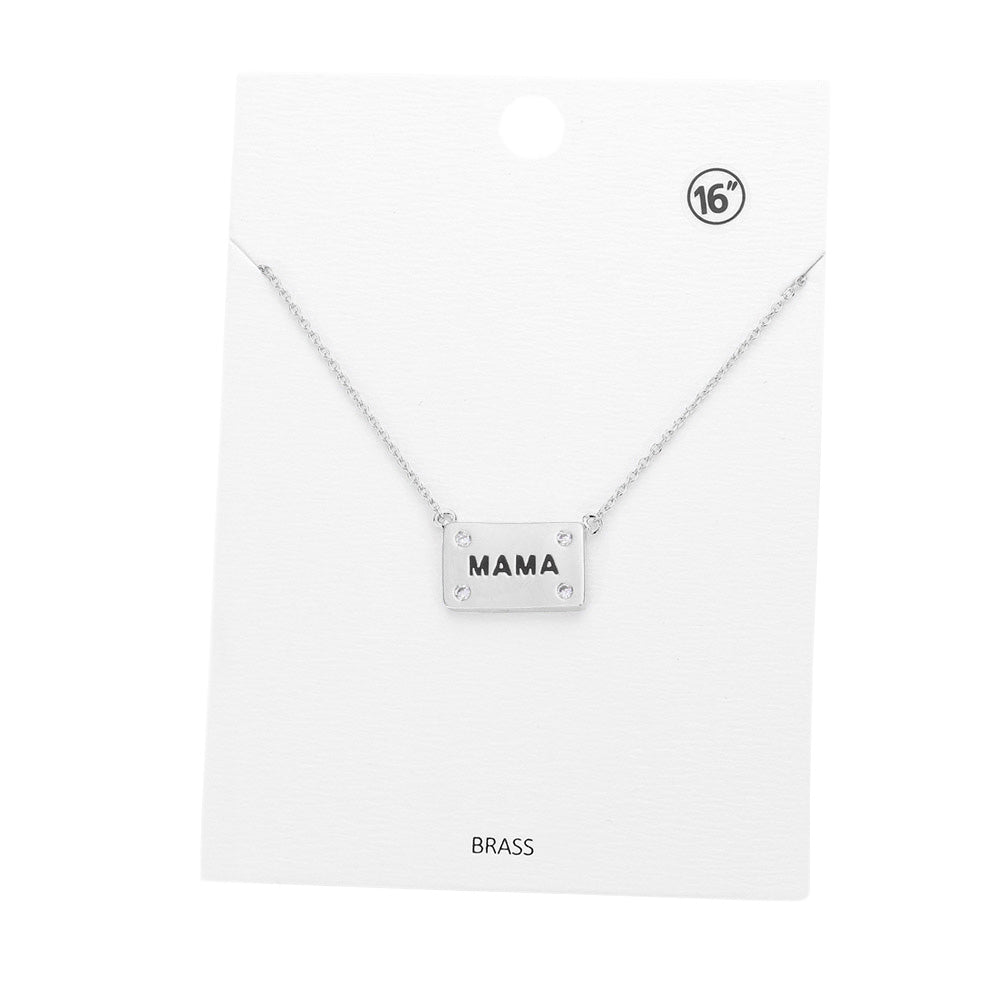 Rhodium Mama Brass Metal Stone Message Pendant Necklace, enhance your attire with this beautiful pendant necklace to show off your fun trendsetting style. It can be worn with any daily wear such as shirts, dresses, T-shirts, etc. These mama brass metal necklaces will garner compliments all day long. Whether day or night, on vacation, or on a date, whether you're wearing a dress or a coat, this necklace will make you look more glamorous and beautiful. 