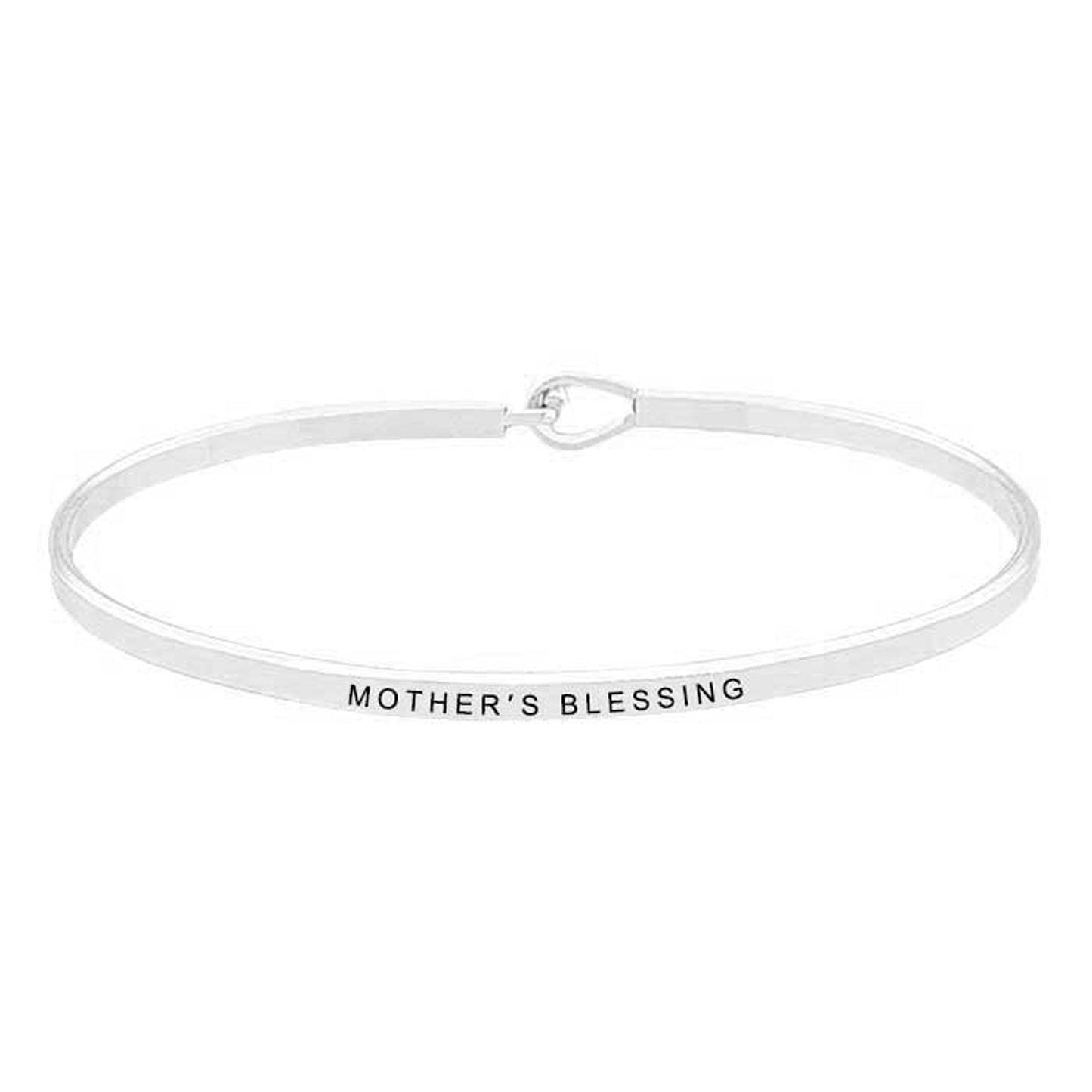 Rhodium Mother's Blessing Brass Thin Metal Hook Bracelet, These metal circle hook bracelets are easy to put on, take off and so comfortable for daily wear. Pair with a tee and jeans to dress up your laid-back look, or add to a shift dress and pumps to enhance your work-ready ensemble. Makes a great gift for any occasion.