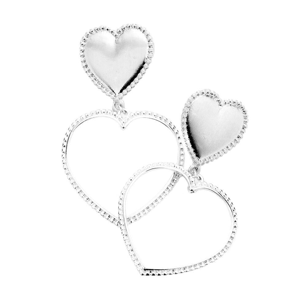 Rhodium Open Metal Heart Link Dangle Earrings, put on a pop of color to complete your ensemble. Beautifully crafted design adds a gorgeous glow to any outfit. Perfect for adding just the right amount of shimmer & shine. Perfect for Birthday Gift, Anniversary Gift, Mother's Day Gift, Graduation Gift, Valentine's Day Gift.
