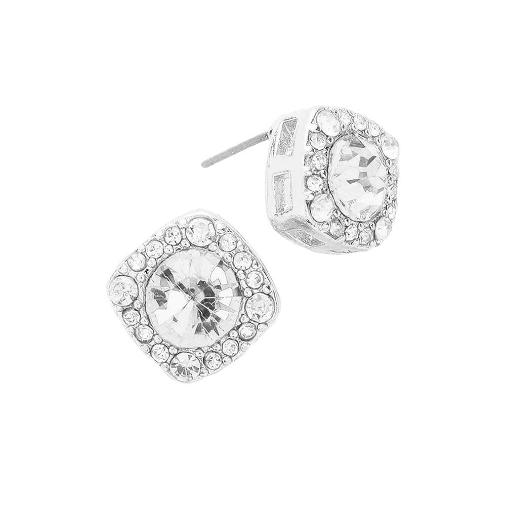 Rhodium Round Glass Crystal Cut Quad Stud Earrings. Beautifully crafted design adds a gorgeous glow to any outfit. Jewelry that fits your lifestyle! Perfect Birthday Gift, Anniversary Gift, Mother's Day Gift, Anniversary Gift, Graduation Gift, Prom Jewelry, Just Because Gift, Thank you Gift.