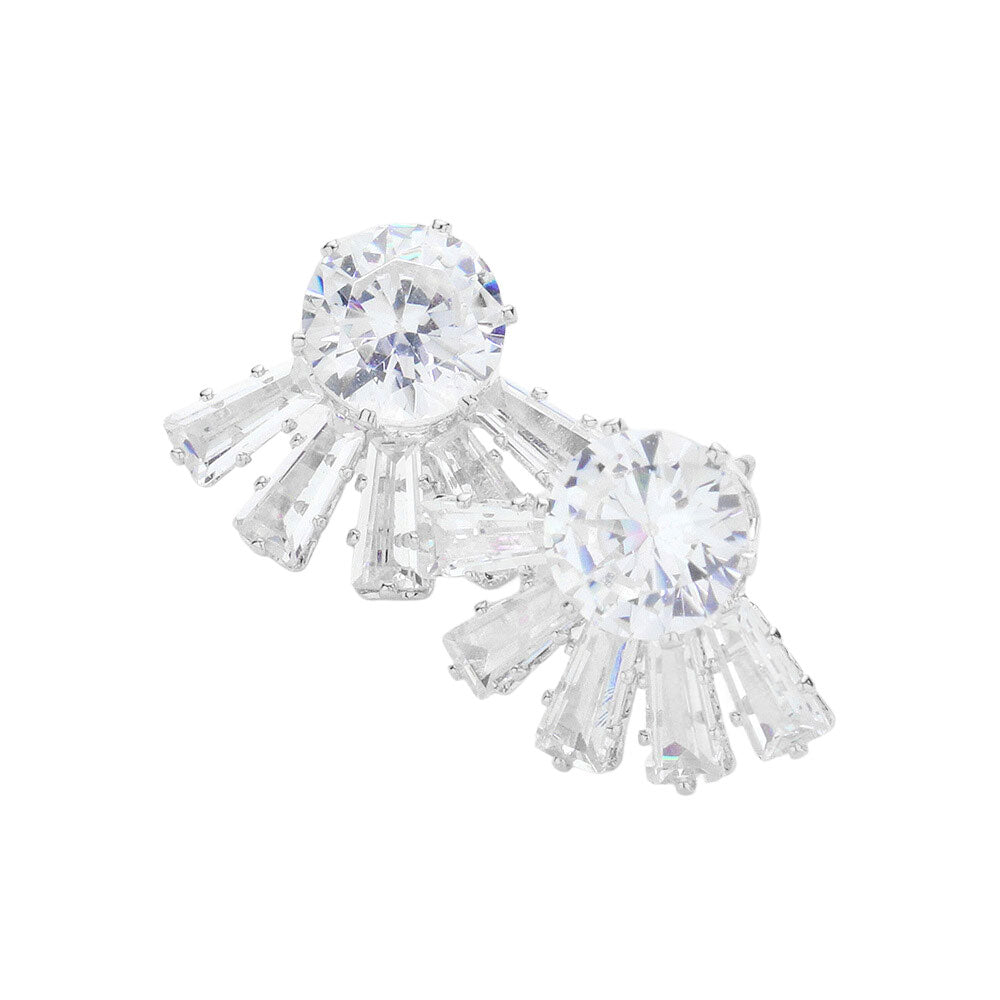 Rhodium Round Stone Accented Stud Evening Earrings, completed the appearance of elegance and royalty to drag the attention of the crowd on special occasions. Excellent to wear at weddings, receptions, parties, graduation, etc to show your royalty and trendy choice. Perfect for birthdays, anniversaries, or graduation gifts.