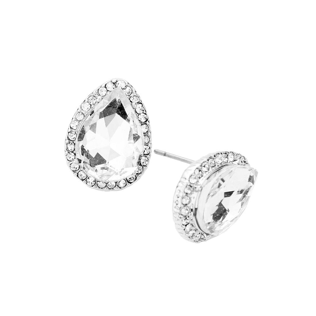Rhodium Teardrop Stone Evening Stud Earrings, the perfect set of sparkling earrings, pair these glitzy studs with any ensemble for a polished & sophisticated look. Ideal for dates, job interview, night out, prom, wedding, sweet 16, Quinceanera, special day. Perfect Gift Birthday, Holiday, Christmas, Valentine's Day, Anniversary, Just Because gift. 