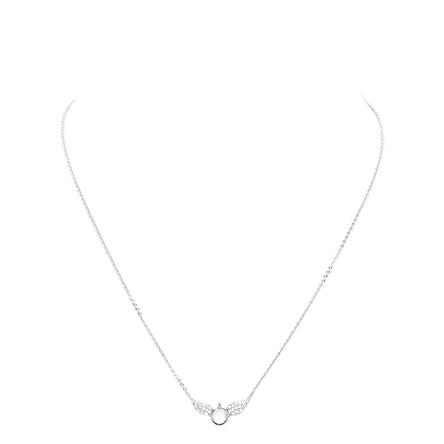 Rhodium White Gold Dipped Cubic Zirconia Wings Pendant Necklace. Get ready with these Necklace, put on a pop of color to complete your ensemble. Perfect for adding just the right amount of shimmer & shine and a touch of class to special events. This  Necklace is the ideal present for all the unique ladies in your life.