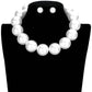 Rhodium White Pearl Ball Necklace. These pearl themed necklace earrings sets are Elegant. Beautifully crafted design adds a glow to your gorgeous outfit, necklace that will create your glamorous look. Suitable for wear Party, Wedding, Engagement, Anniversary, Date Night or any special events. Perfect Birthday, Anniversary, Mother's Day & Graduation Gift, Prom Jewelry, Just Because Gift, Thank you Gift.