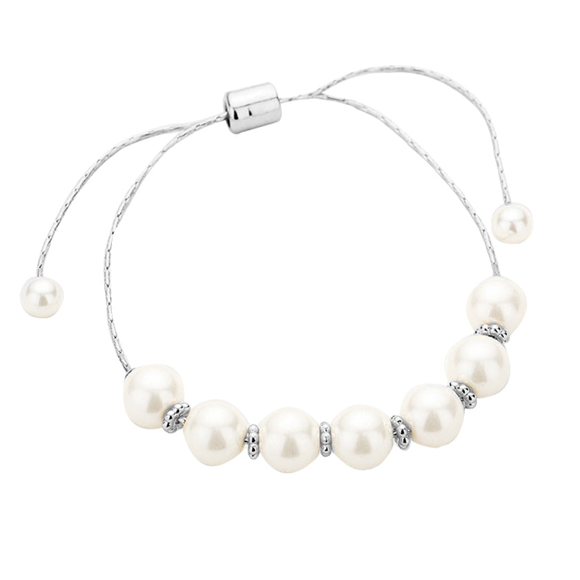 Rhodium White Pearl Cinch Bracelet, Get ready with this cinch bracelet and put on a pop of color to complete your ensemble. Perfect for adding just the right amount of shimmer & shine and a touch of class to special events. Wear with different outfits to add perfect luxe and class with incomparable beauty.