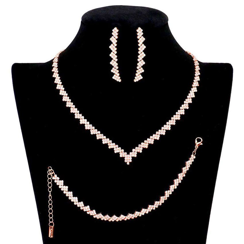 Rose Gold 3PCS Rhinestone Pave Necklace Jewelry Set. These gorgeous rhinestone pieces will show your class in any special occasion. The elegance of these Stone goes unmatched, great for wearing at a party! . Perfect for adding just the right amount of glamour and sophistication to important occasions. These classy marquise necklaces are perfect for Party, Wedding and Evening. Awesome gift for birthday, Anniversary, Valentine’s Day or any special occasion.