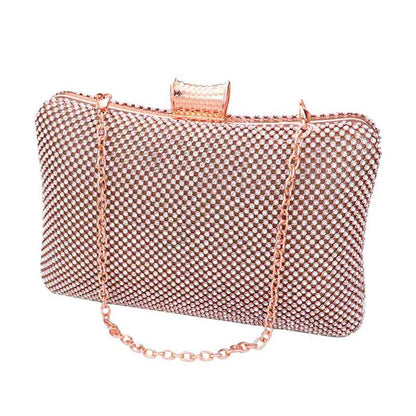 Rose Gold Bling Evening Tote Clutch Crossbody Bag, This high quality Tote Crossbody Bag is both unique and stylish. perfect for money, credit cards, keys or coins and many more things, light and gorgeous. perfectly lightweight to carry around all day. Look like the ultimate fashionista carrying this trendy Evening Tote Crossbody Bag!