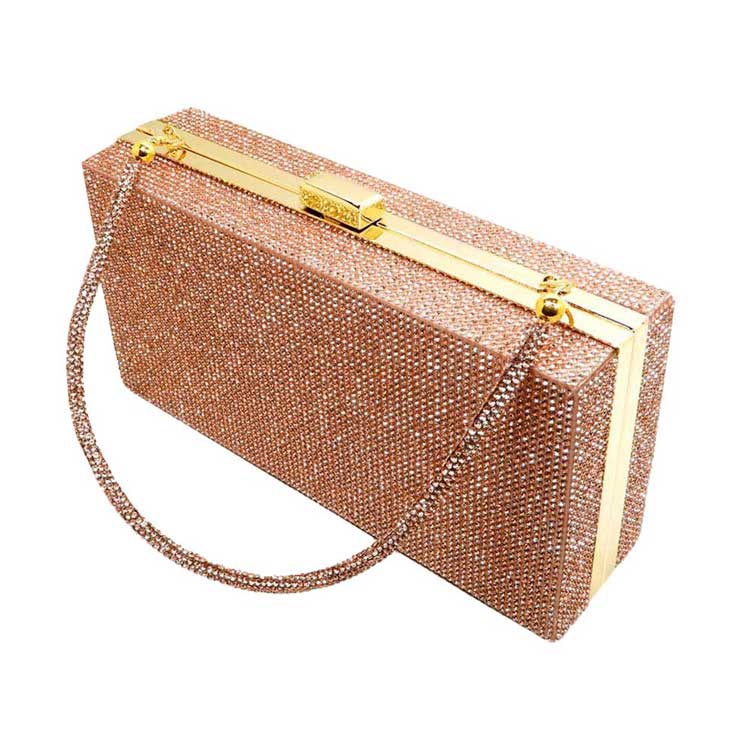 Rose Gold Bling Rectangle Evening Tote Clutch Crossbody Bag, This high quality Tote Crossbody Bag is both unique and stylish. perfect for money, credit cards, keys or coins and many more things, light and gorgeous. perfectly lightweight to carry around all day. Look like the ultimate fashionista carrying this trendy Rectangle Evening Tote Crossbody Bag!