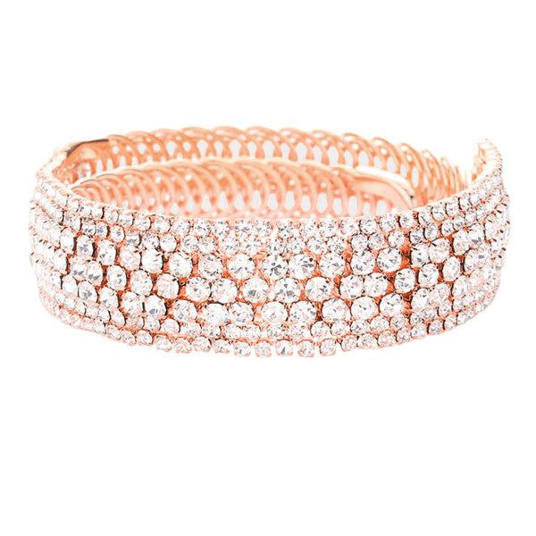 Rose Gold Bubble Stone Evening Bracelet. Get ready with this bubble stone embellished bracelets, Beautifully crafted design adds a gorgeous glow to any outfit. Eye-catching sparkle, sophisticated look you have been craving for! Adds a pop of pretty color to your attire, Jewelry that fits your lifestyle! Awesome gift for birthday, Anniversary, Valentine’s Day or any special occasion.