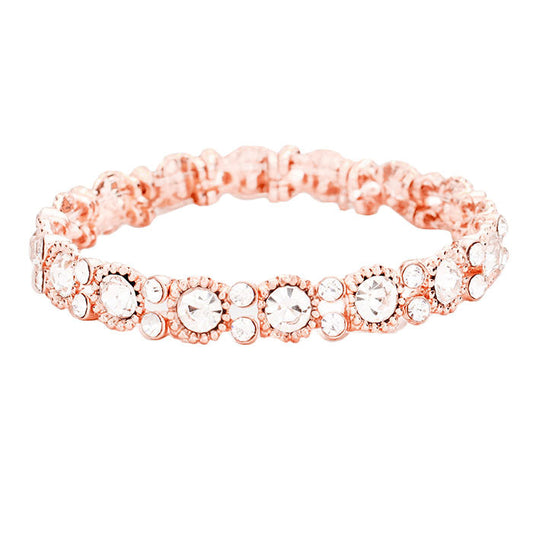 Rose Gold Bubbly Crystal Round Evening Bracelet, Crystal bubbly Stunning Evening bracelet is sure to get you noticed, adds a gorgeous glow to any outfit. perfect for a night out on the town or a black tie party, ideal for Special Occasion, Prom or an Evening out. Awesome gift for birthday, Anniversary, Valentine’s Day or any special occasion, Thank you Gift.