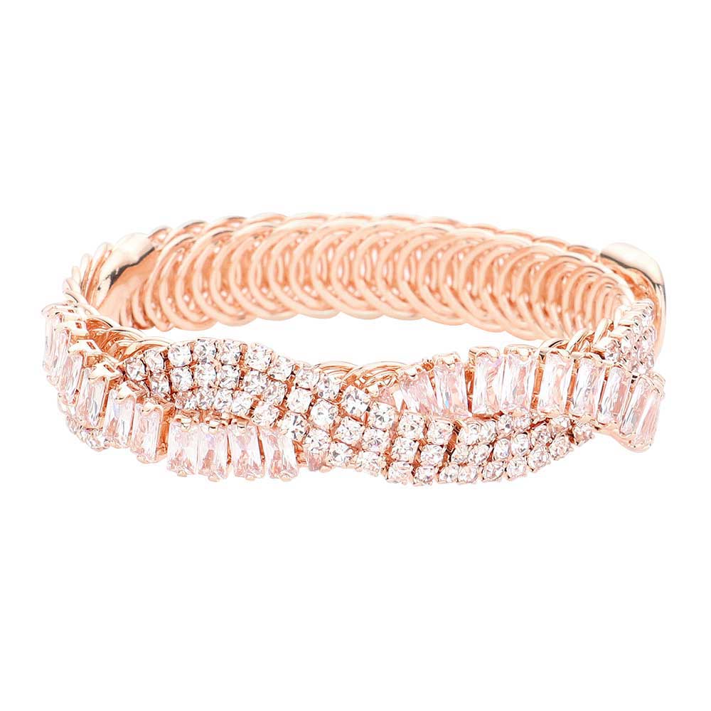 Rose Gold CZ Stone Pave Evening Bracelet. These gorgeous Stone pieces will show your class in any special occasion. The elegance of these Stone goes unmatched, great for wearing at a party! Perfect jewelry to enhance your look. Awesome gift for birthday, Anniversary, Valentine’s Day or any special occasion.