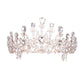 Rose Gold Crystal Teardrop Detail Bubble Stone Pave Marquise Tiara, this tiara features precious stones and an artistic design. Makes You More Eye-catching in the Crowd. Suitable for Wedding, Engagement, Prom, Dinner Party, Birthday Party, Any Occasion You Want to Be More Charming.
