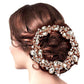 Rose Gold Floral Pave Glass Crystal Hair Comb, Crystal Flower Detailed Glass Pave Accented Statement Hair Comb, Perfect for adding just the right amount of shimmer & shine, will add a touch of class, beauty and style to your wedding, prom, special events, embellished glass crystal to keep your hair sparkling all day & all night long. 