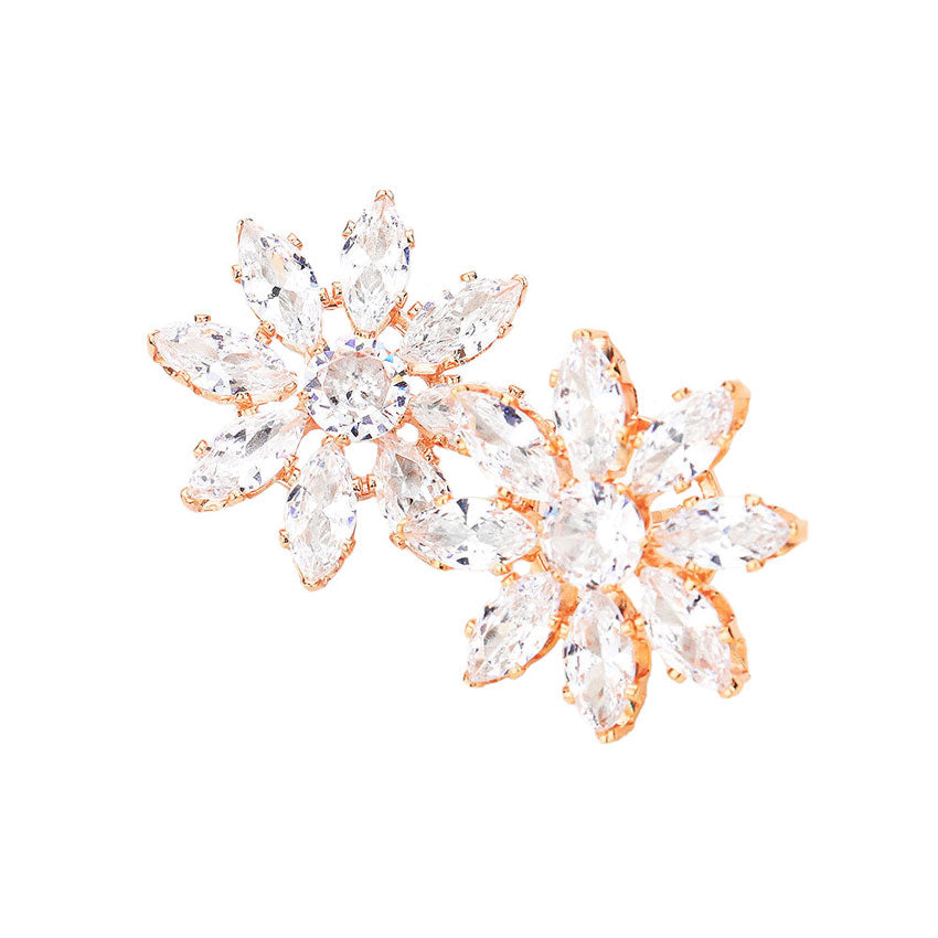 Rose Gold Flower Evening Stud Earrings, flower stud earrings handcrafted jewelry that fits your lifestyle, adding a pop of pretty color. You will be fashionable one. Coordinate these earrings with any ensemble from business casual to everyday wear, ideal for parties, events, holidays. Perfect jewelry gift to expand a woman's fashion wardrobe with a modern, on trend style.