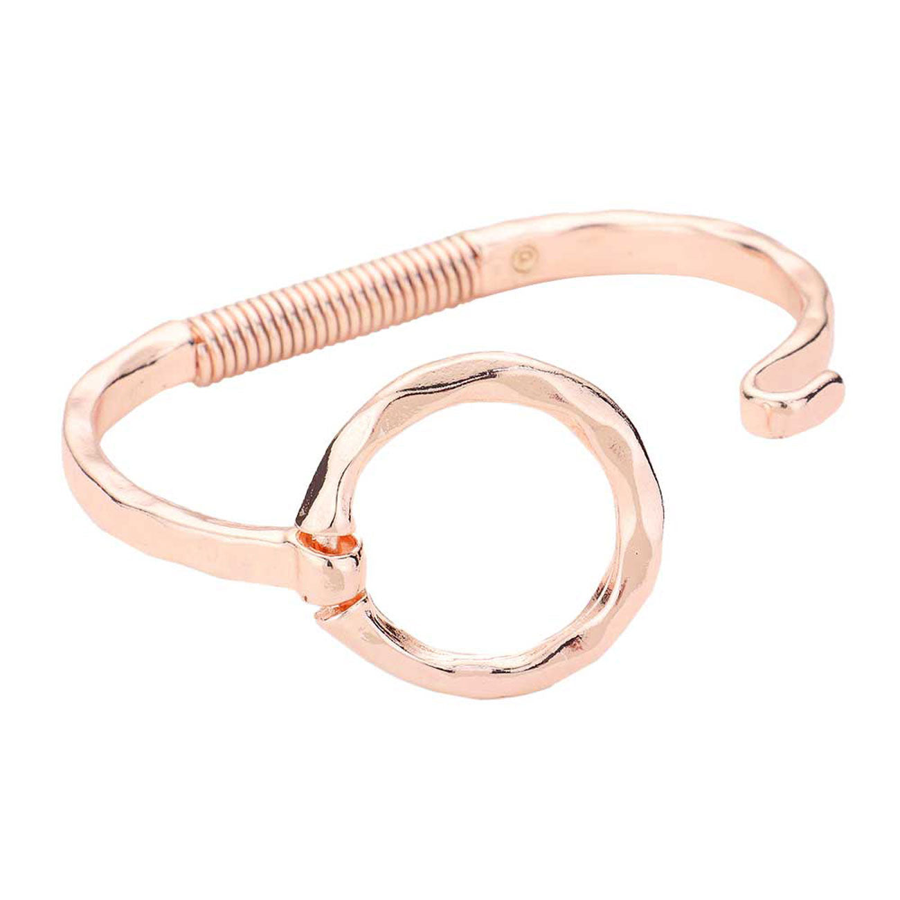 Rose Gold Hammered Open Metal Circle Hook Bracelet. These metal circle hook bracelets are easy to put on, take off and so comfortable for daily wear. Pair these with tee and jeans and you are good to go. . Perfect Birthday gift, friendship day, Mother's Day, Graduation Gift or any other Special occasion. 