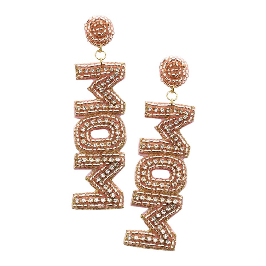 Rose MOM Felt Back Rhinestone Beaded Message Dangle Earrings, complete the appearance of elegance and royalty to drag the attention of the crowd on special occasions with this rhinestone embellished mom beaded message dangle earrings. Make your mom feel special with this gorgeous earrings gift. Designed to add a gorgeous stylish glow to any outfit. Show mom how much she is appreciated & loved.