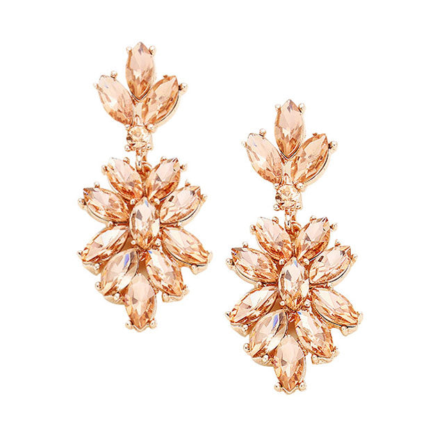 Rose Gold Marquise Glass Crystal Oval Cluster Vine Evening Earrings. Beautifully crafted design adds a gorgeous glow to any outfit. Jewelry that fits your lifestyle! Perfect Birthday Gift, Anniversary Gift, Mother's Day Gift, Anniversary Gift, Graduation Gift, Prom Jewelry, Just Because Gift, Thank y