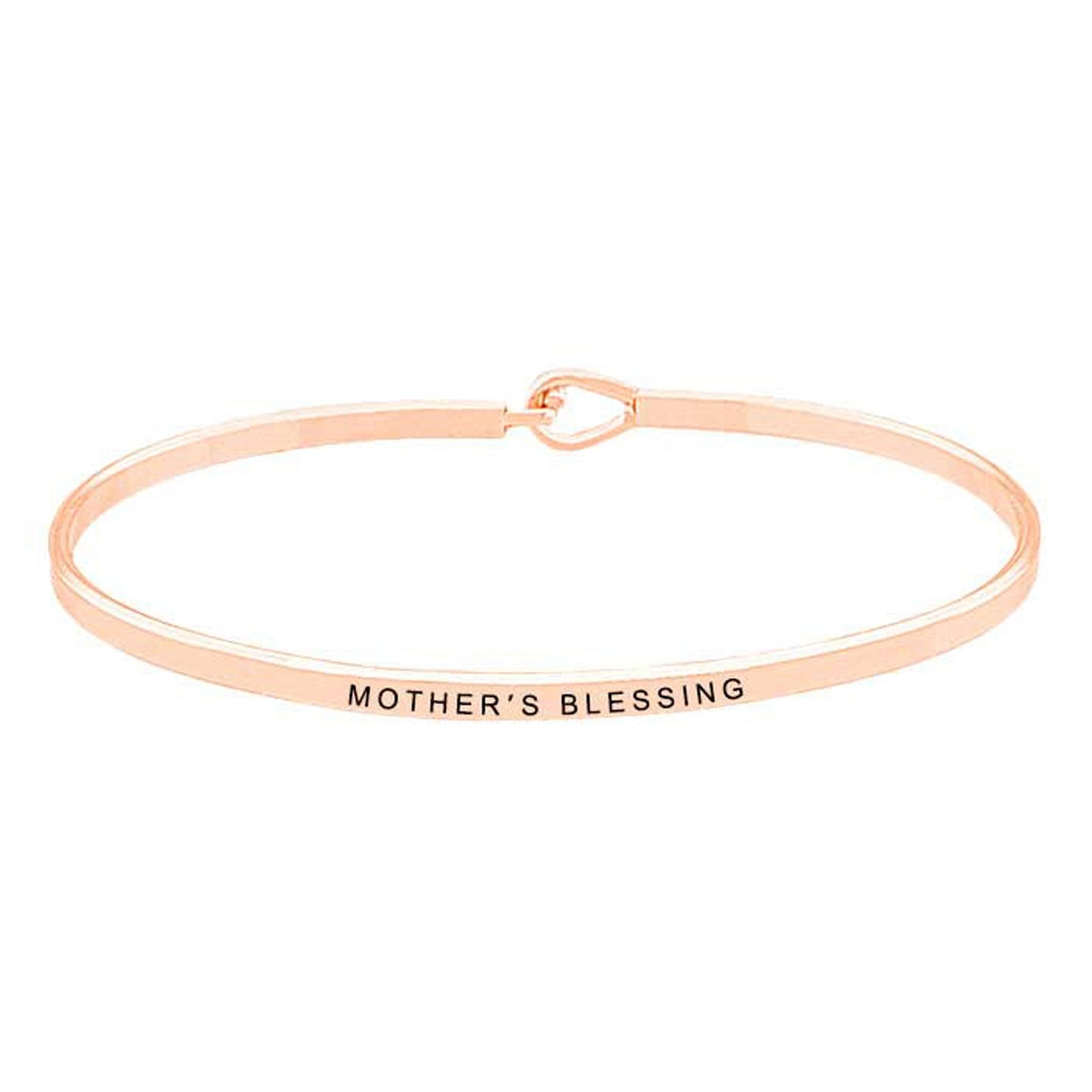 Rose Gold Mother's Blessing Brass Thin Metal Hook Bracelet, These metal circle hook bracelets are easy to put on, take off and so comfortable for daily wear. Pair with a tee and jeans to dress up your laid-back look, or add to a shift dress and pumps to enhance your work-ready ensemble. Makes a great gift for any occasion.