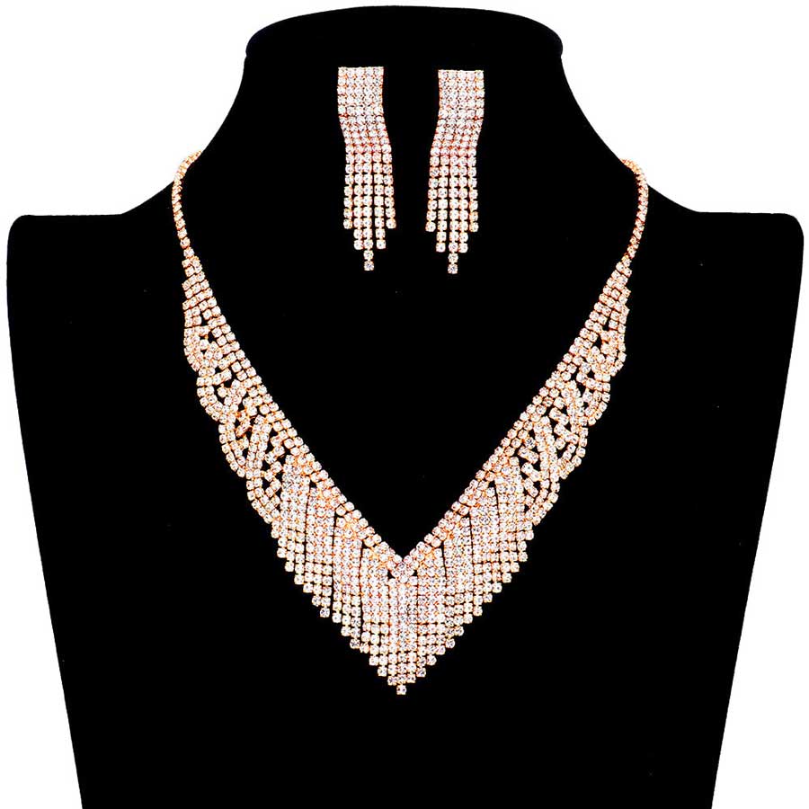 Rose Gold Rhinestone Pave V Shaped Necklace, Get ready with these rhinestone Pave Necklace, put on a pop of color to complete your ensemble. Perfect for adding just the right amount of shimmer & shine and a touch of class to special events. Wearing this pave necklace will make you look like extra glamor. Perfect Birthday Gift, Anniversary Gift, Mother's Day Gift, Valentine's Day Gift.