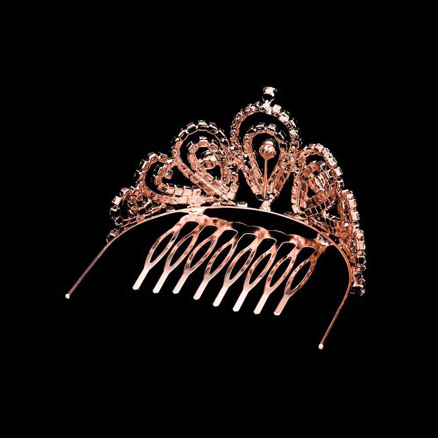 Rose Gold Rhinestone Princess Mini Tiara, this mini tiara is made of rhinestone; Easy wear, sturdy and non-breakable headgear. The mini hair accessory is really beautiful, Pretty and lightweight. Makes You More Eye-catching at events and wherever you go. Suitable for Wedding, Engagement, Birthday Party, Any Occasion You Want to Be More Charming.