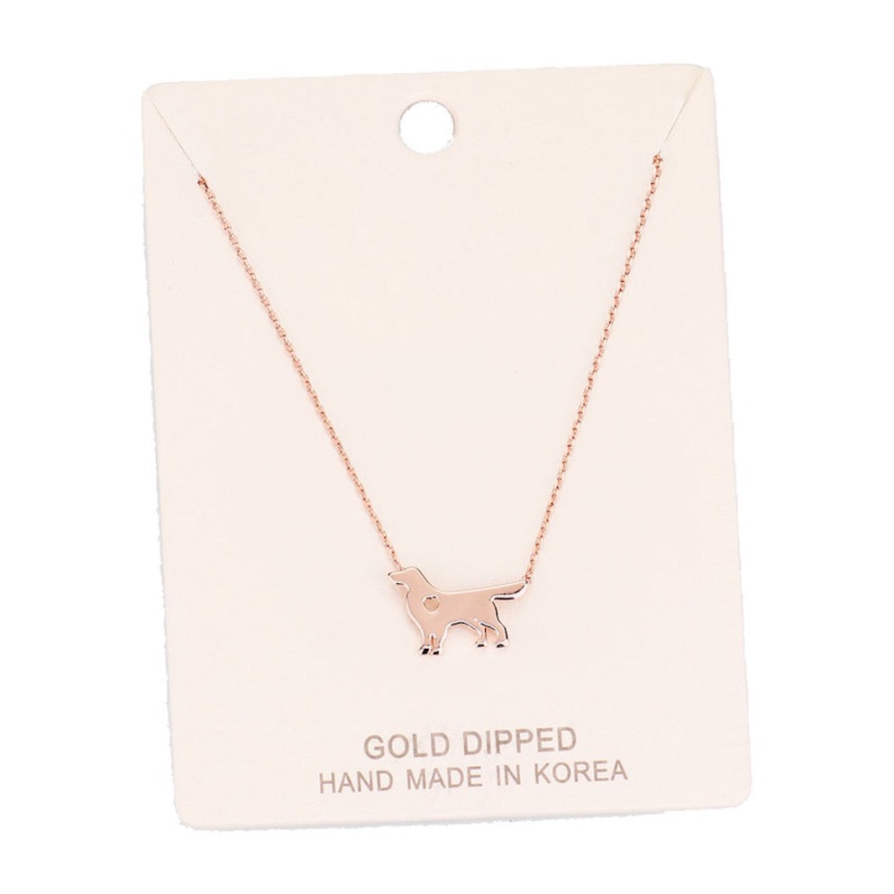 Rose Gold Gold Dipped Dachshund Heart Charm Dog Detailed Pendant Charm Necklace; this beautiful Dachshund dog themed charm necklace is the perfect gift for the women in our lives who love dogs. Perfect gift for National Dog Day, Birthday Gift, Anniversary Gift, Mother's Day Gift, Just Because Gift, Dog Lover, Dog Mom, Pet Owner