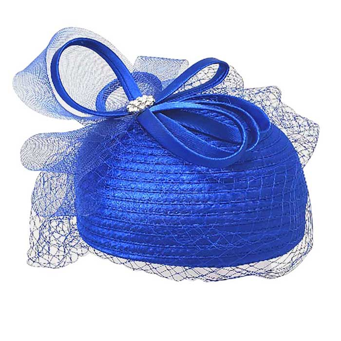 Royal Blue Bow Mesh Dressy Hat, This fascinator which is not big enough to cover the whole of your head.Perfect for the elegant, extravagant and modern looking. Superb hat with a veil , with an unusual form of lines give the elegance and eccentricity to your outfit. A hat will make you keep your back straight, feel confident and be admirable. Perfect For Wedding, christmas, Halloween, Tee Party, Photo Prop, cocktail, Bridal Party and Other Occasions.