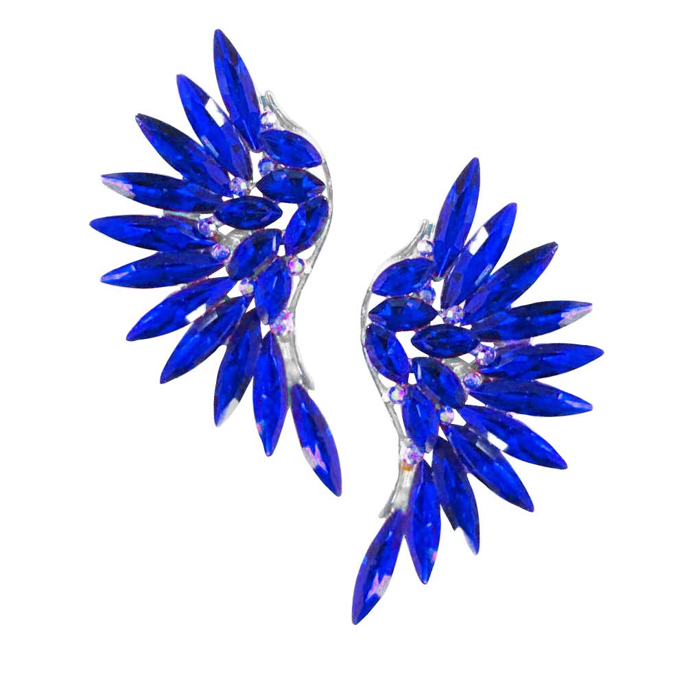 Royal Blue Marquise Stone Cluster Wing Clip on Earrings. These gorgeous Marquise stone pieces will show your class in any special occasion. The elegance of these stone goes unmatched, great for wearing at a party! Perfect jewelry to enhance your look. Awesome gift for birthday, Anniversary, Valentine’s Day or any special occasion.