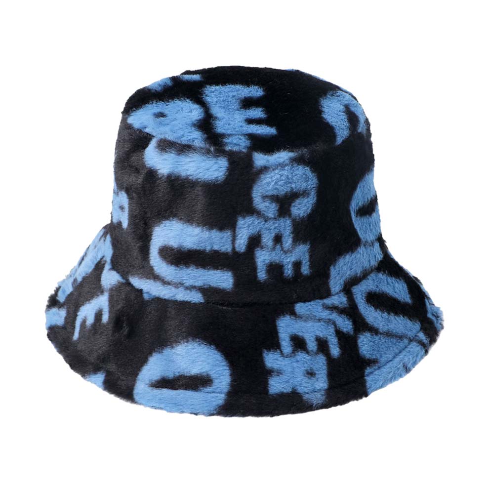 Royal Patterned Faux Fur Bucket Hat, show your trendy side with this Patterned bucket hat. Adds a great accent to your wardrobe. This elegant, timeless & classic Bucket Hat looks fashionable. Perfect for that bad hair day, or simply casual everyday wear.  Accessorize the fun way with this Fux Fur bucket hat. It's the autumnal touch you need to finish your outfit in style.