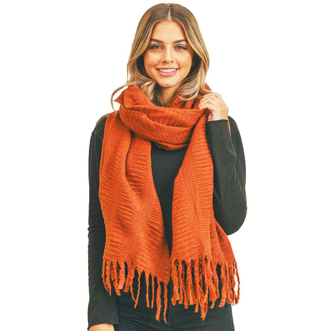 Rust Solid Pleated Scarf, delicate, warm, on trend & fabulous, a luxe addition to any cold-weather ensemble. This Solid Pleated scarf combines great fall style with comfort and warmth. It's a a perfect weight can be worn to complement your outfit, or with your favorite fall jacket. Great for daily wear in the cold winter to protect you against chill, classic infinity style scarf & amps up the glamour with plush material that feels amazing snuggled up against your cheeks.