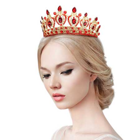 Siam Multi Stone Embellished Queen Tiara. Perfect for adding just the right amount of shimmer & shine, will add a touch of class, beauty and style to your wedding, prom, special events, embellished glass Stone to keep your hair sparkling all day & all night long. Suitable for Wedding, Engagement, Prom, Dinner, Birthday.