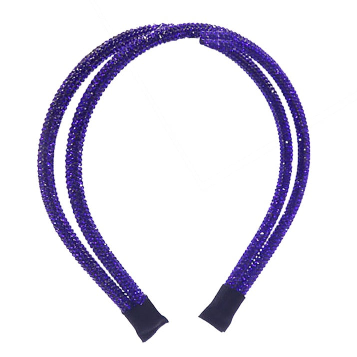 Sapphire Double Band Stone Accented Giltzy Bead Padded Crystal Shimmer Headband, soft, shiny headband makes you feel extra glamorous. Push your hair back, add a pop of color and shine to any plain outfit, Goes well with all outfits! Receive compliments, be the ultimate trendsetter. Perfect Birthday Gift, Mother's Day, Easter 