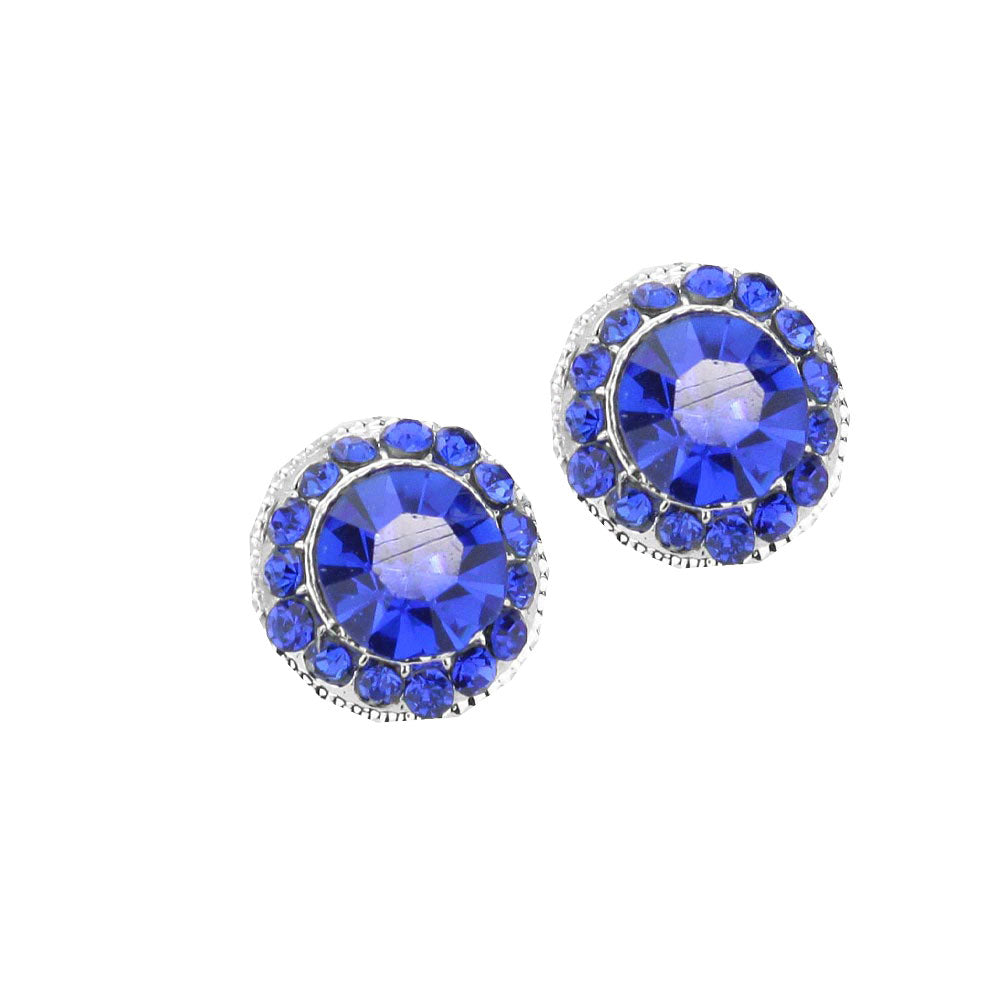 Sapphire Round Stone Stud Evening Earrings. Beautifully crafted design adds a gorgeous glow to any outfit. Jewelry that fits your lifestyle! Perfect Birthday Gift, Anniversary Gift, Mother's Day Gift, Anniversary Gift, Graduation Gift, Prom Jewelry, Just Because Gift, Thank you Gift.