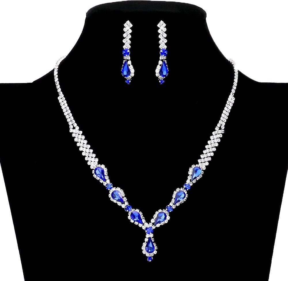 Teardrop Stone Accented Rhinestone Necklace