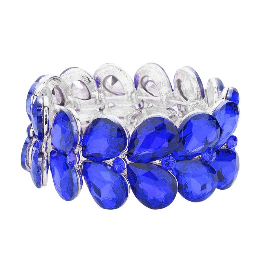Sapphire Teardrop Stone Embellished Evening Bracelet, These gorgeous stone pieces will show your class in any special occasion. eye-catching sparkle, sophisticated look you have been craving for! Fabulous fashion and sleek style adds a pop of pretty color to your attire, coordinate with any ensemble from business casual to everyday wear. Awesome gift for birthday, Anniversary, Valentine’s Day or any special occasion.