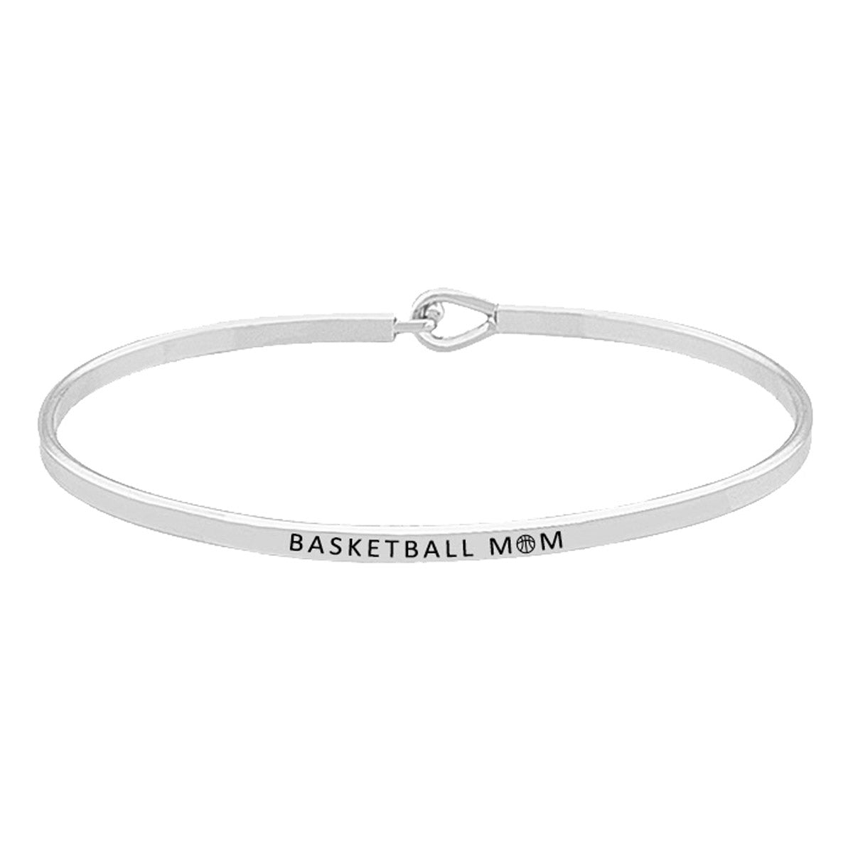 "Basketball Mom" Brass Thin Metal Hook Bracelet Thin Basketball Mom Hook Bracelet, wear with your favorite tops & dresses all year round! Thank mom for supporting you at your basketball games, let her know how much she is loved and appreciated. Great Birthday Gift, Mother's Day Gift, Just Because Gift, Thank you Gift 