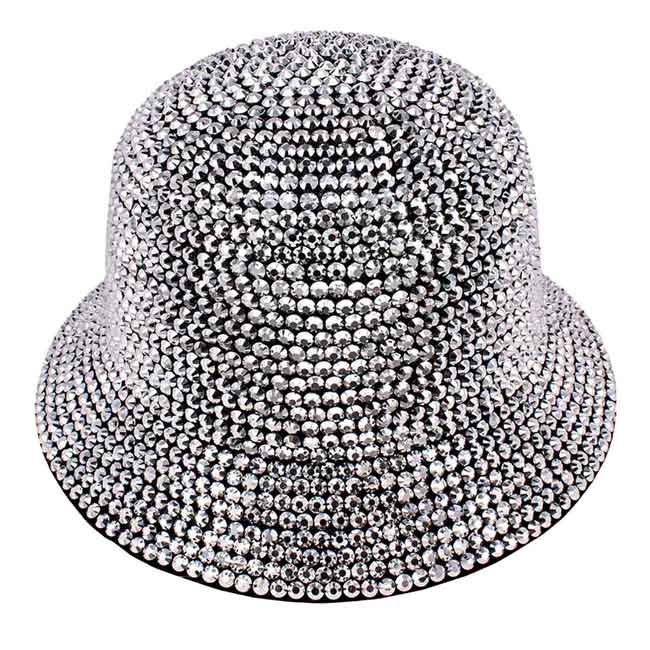 Silver Bling Bucket Hat, Bling stones studs are decorated all around the hat, the stone bucket hat make you sparkly on the party, absolutely get many compliments. Show your trendy side with this lovely bucket hat. The bling stone bucket hat is perfect for night out, outdoor event, hip hop fashion, Halloween costume, shopping, dating, wedding, music festival, evening party, prom, travel, beach, vacations, cocktail party and even for daily wear.