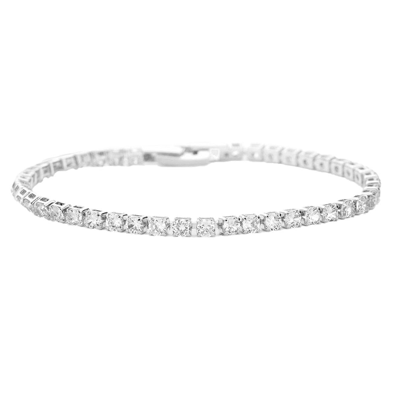 Silver Brass Metal Tennis Evening Bracelet, Get ready with these Evening Bracelet, put on a pop of color to complete your ensemble. Perfect for adding just the right amount of shimmer & shine and a touch of class to special events. Perfect Birthday Gift, Anniversary Gift, Mother's Day Gift, Graduation Gift.