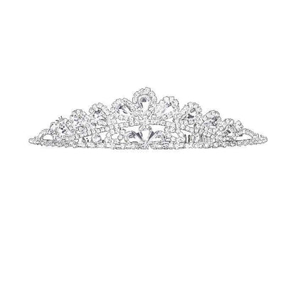 Silver Crystal Rhinestone Pave Teardrop Cluster Princess Tiara Perfect for adding just the right amount of shimmer & shine, will add a touch of class, beauty and style to your , special events, embellished glass crystal to keep your hair sparkling all day & all night long. Perfect Gift for every women.
