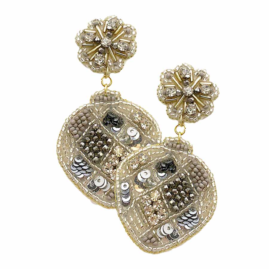 Silver Felt Back Beaded Dangle Earrings, Felt back detailed beaded handcrafted jewelry that fits your lifestyle, Dangle earring add extra special to your outfit! Enhance your attire with these beautiful artisanal earrings to show off your fun trendsetting style. Lightweight and comfortable for wearing all day long. Perfect for wearing to Christmas parties, or if you just want to be festive during the holidays!
