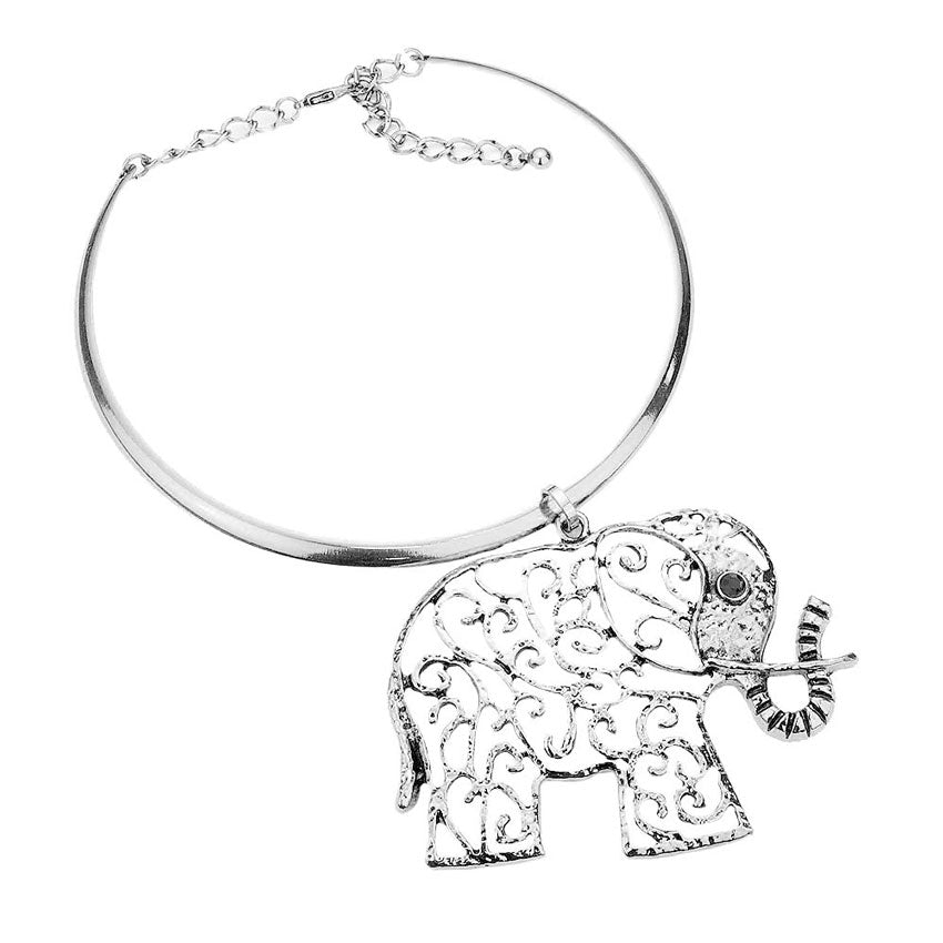 Silver Filigree Elephant Pendant Necklace, Get ready with these Pendant Necklace, put on a pop of color to complete your ensemble. Perfect for adding just the right amount of shimmer & shine and a touch of class to special events. Perfect Birthday Gift, Anniversary Gift, Mother's Day Gift, Graduation Gift.