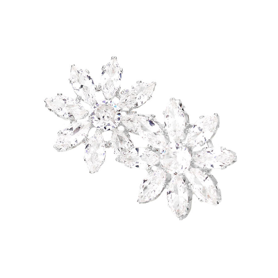 Silver Flower Evening Stud Earrings, flower stud earrings handcrafted jewelry that fits your lifestyle, adding a pop of pretty color. You will be fashionable one. Coordinate these earrings with any ensemble from business casual to everyday wear, ideal for parties, events, holidays. Perfect jewelry gift to expand a woman's fashion wardrobe with a modern, on trend style.