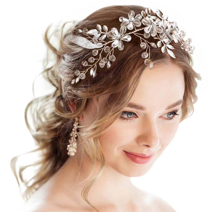 Silver Flower Leaf Cluster Bun Wrap Headpiece Necklace, amps up your hairstyle with a glamorous look on special occasions with this Flower Leaf Cluster Bun Wrap Headpiece Necklace! It will add a touch to any special event. These are Perfect Gifts, Anniversary Gifts, Mother's Day Gifts, Graduation gifts, and any occasion.