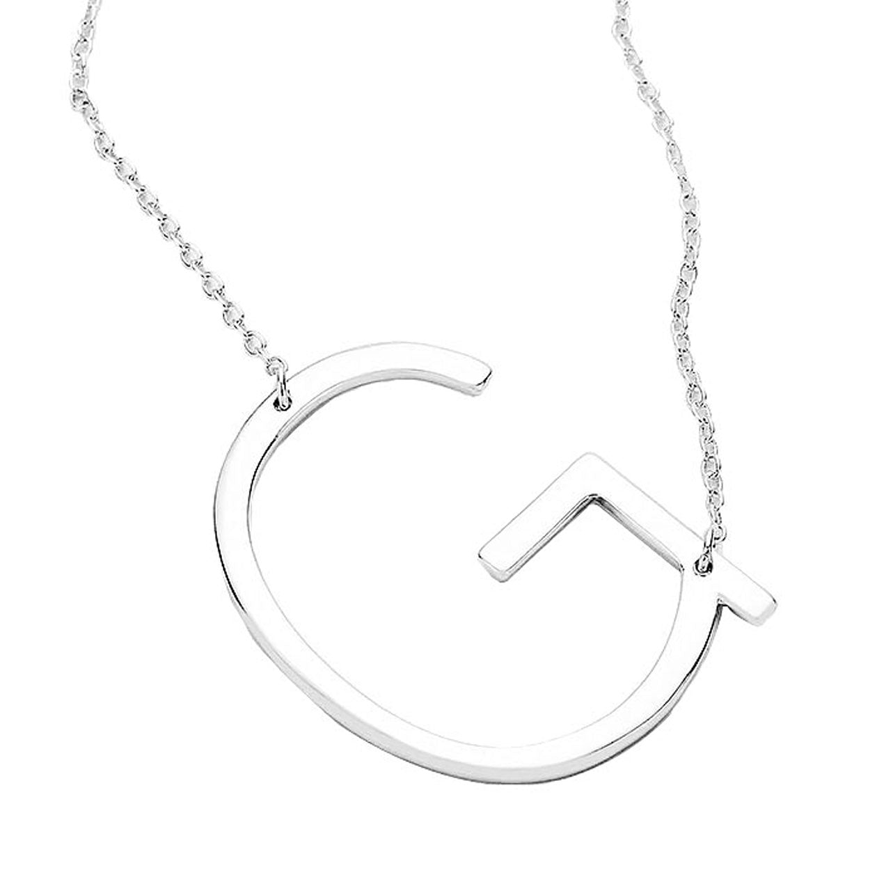 Silver G Monogram Metal Pendant Necklace. Beautifully crafted design adds a gorgeous glow to any outfit. Jewelry that fits your lifestyle! Perfect Birthday Gift, Anniversary Gift, Mother's Day Gift