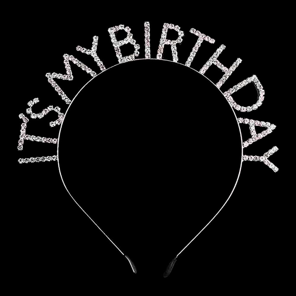 Silver It Is My Birthday Rhinestone Headband, This marvelous Rhinestone birthday message-themed Headband is attractive & lightweight, therefore easy to put on and off. Push back your hair with this beautiful Rhinestone headband to make yourself stand out on any special occasion. Spice up any plain or special outfit! Be ready to receive the best compliments. Be the ultimate trendsetter wearing this chic headband with all your stylish outfits!