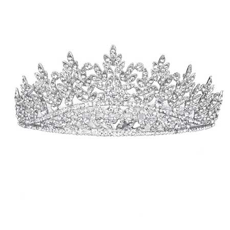 Silver Leaf Rhinestone Crystal Heart Pageant Princess Tiara. Elegant and sparkling, this tiara features rhinestones and an artistic design. Makes You More Eye-catching in the Crowd. Suitable for Wedding, Engagement, Prom, Dinner Party, Birthday Party, Any Occasion You Want to Be More Charming.