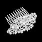 Silver Pearl Accented Rhinestone Pave Hair Comb, amps up your hairstyle with a glamorous look as you are with this flower & leaf Rhinestone pave hair comb! Add spectacular sparkle into your hair that brightens your moments with joy. Perfect for adding just the right amount of shimmer & shine. It will add a touch of class, beauty, and style to your wedding, prom, and special events. It is made of Pearl Accented Rhinestone pave to keep your hair sparkling all day & all night